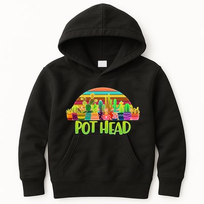 Retro Pot Head Plant Lover Kids Hoodie