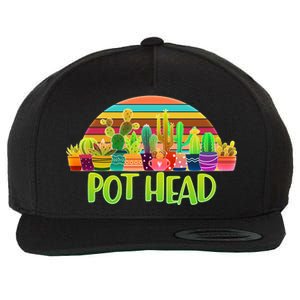 Retro Pot Head Plant Lover Wool Snapback Cap