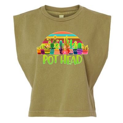 Retro Pot Head Plant Lover Garment-Dyed Women's Muscle Tee