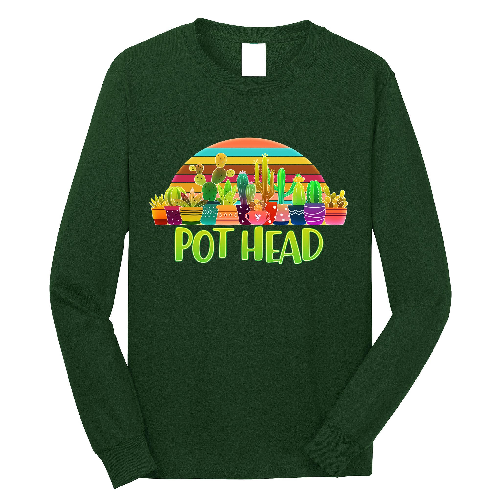 Retro Pot Head Plant Lover Long Sleeve Shirt