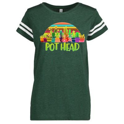 Retro Pot Head Plant Lover Enza Ladies Jersey Football T-Shirt