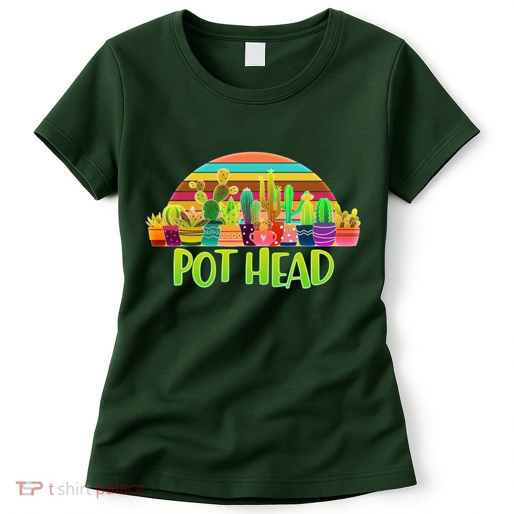 Retro Pot Head Plant Lover Womens T-Shirt