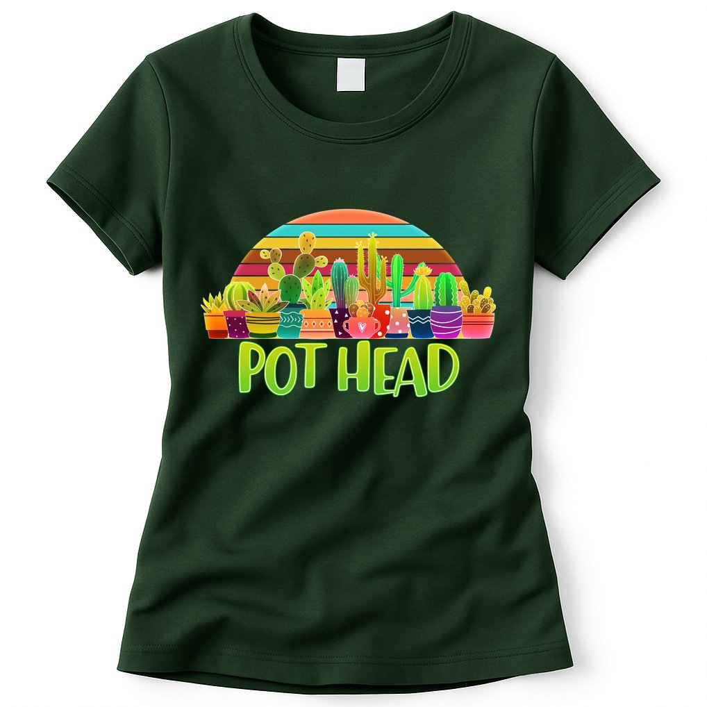 Retro Pot Head Plant Lover Womens T-Shirt