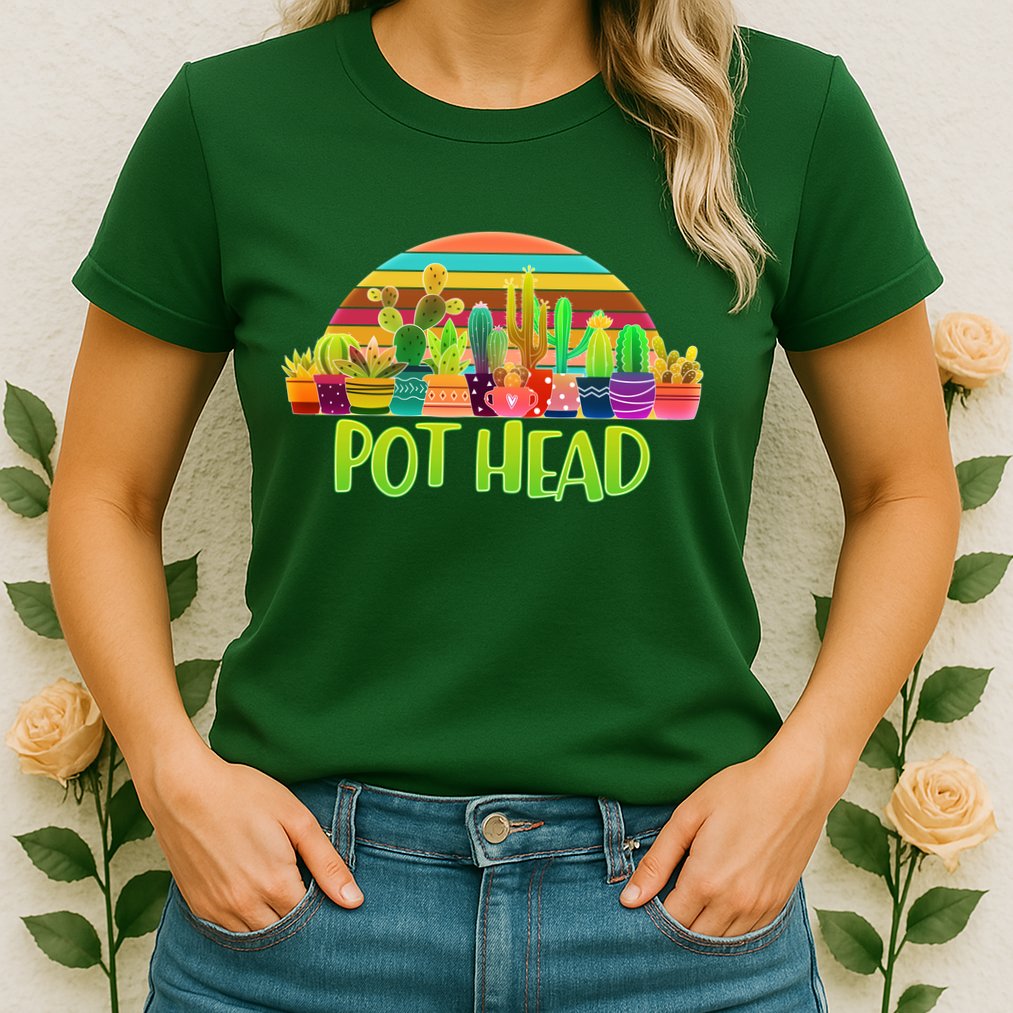 Retro Pot Head Plant Lover Womens T-Shirt