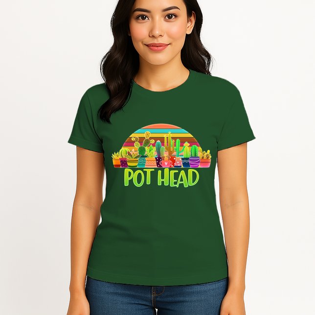 Retro Pot Head Plant Lover Womens T-Shirt