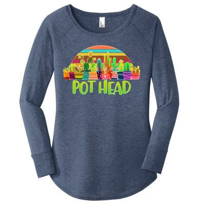 Retro Pot Head Plant Lover Women's Perfect Tri Tunic Long Sleeve Shirt