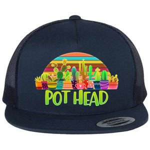 Retro Pot Head Plant Lover Flat Bill Trucker Hat