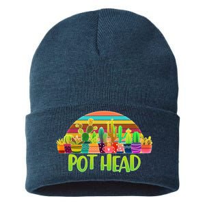 Retro Pot Head Plant Lover Sustainable Knit Beanie