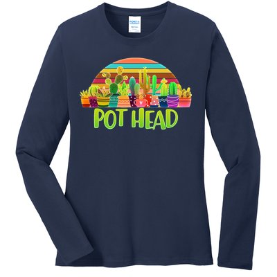 Retro Pot Head Plant Lover Ladies Long Sleeve Shirt