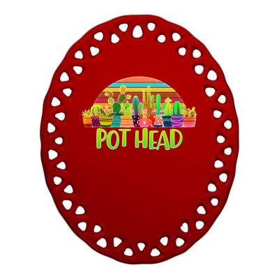 Retro Pot Head Plant Lover Ceramic Oval Ornament