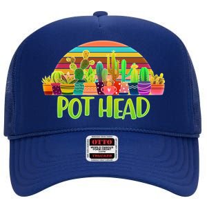 Retro Pot Head Plant Lover High Crown Mesh Back Trucker Hat