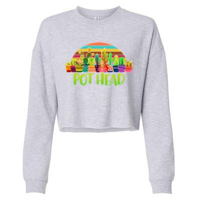 Retro Pot Head Plant Lover Cropped Pullover Crew