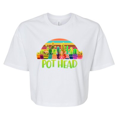 Retro Pot Head Plant Lover Bella+Canvas Jersey Crop Tee