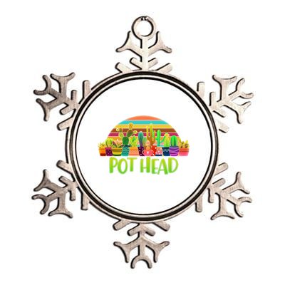 Retro Pot Head Plant Lover Metallic Star Ornament