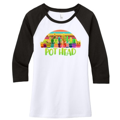 Retro Pot Head Plant Lover Women's Tri-Blend 3/4-Sleeve Raglan Shirt