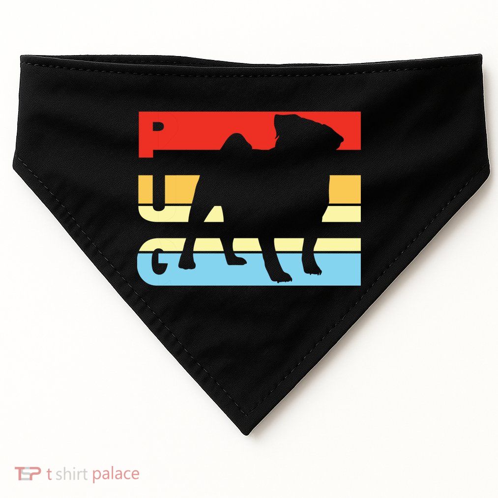Retro Pug Logo USA-Made Doggie Bandana