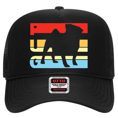 Retro Pug Logo High Crown Mesh Back Trucker Hat