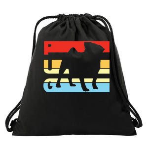 Retro Pug Logo Drawstring Bag