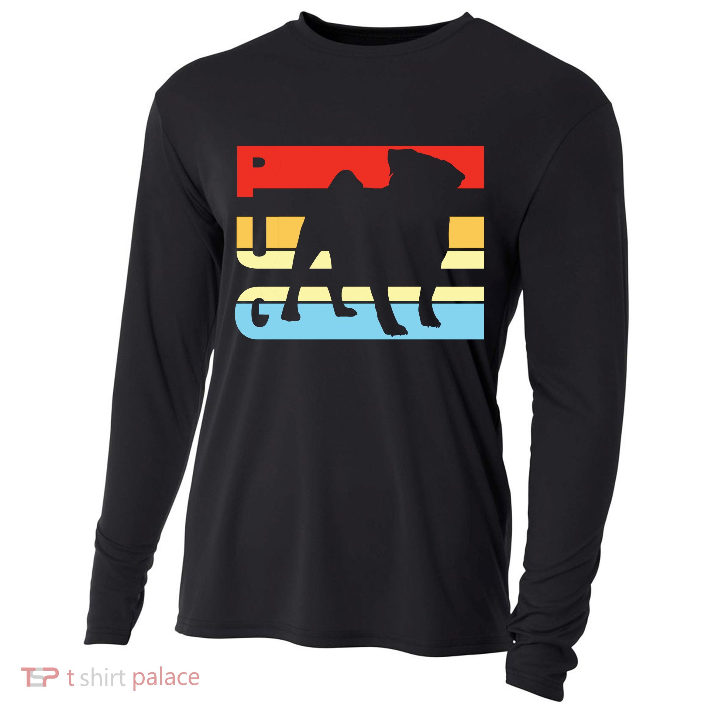 Retro Pug Logo Cooling Performance Long Sleeve Crew