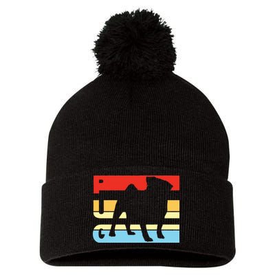 Retro Pug Logo Pom Pom 12in Knit Beanie