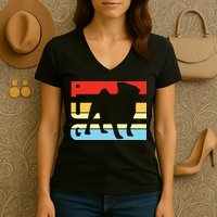 Retro Pug Logo Women's V-Neck T-Shirt