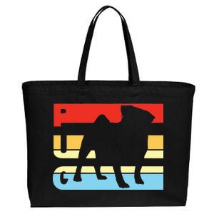 Retro Pug Logo Cotton Canvas Jumbo Tote