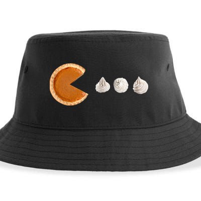 Retro Pumpkin Pie Thanksgiving Game Sustainable Bucket Hat