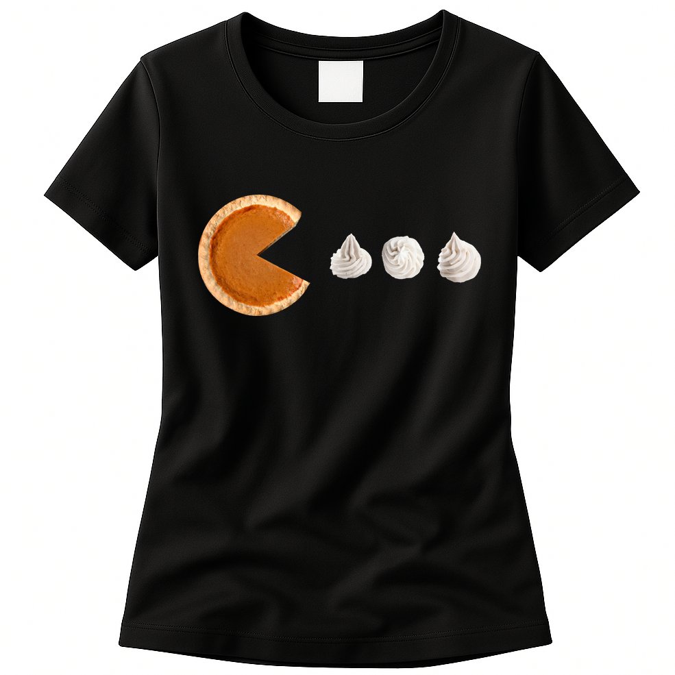 Retro Pumpkin Pie Thanksgiving Game Womens T-Shirt