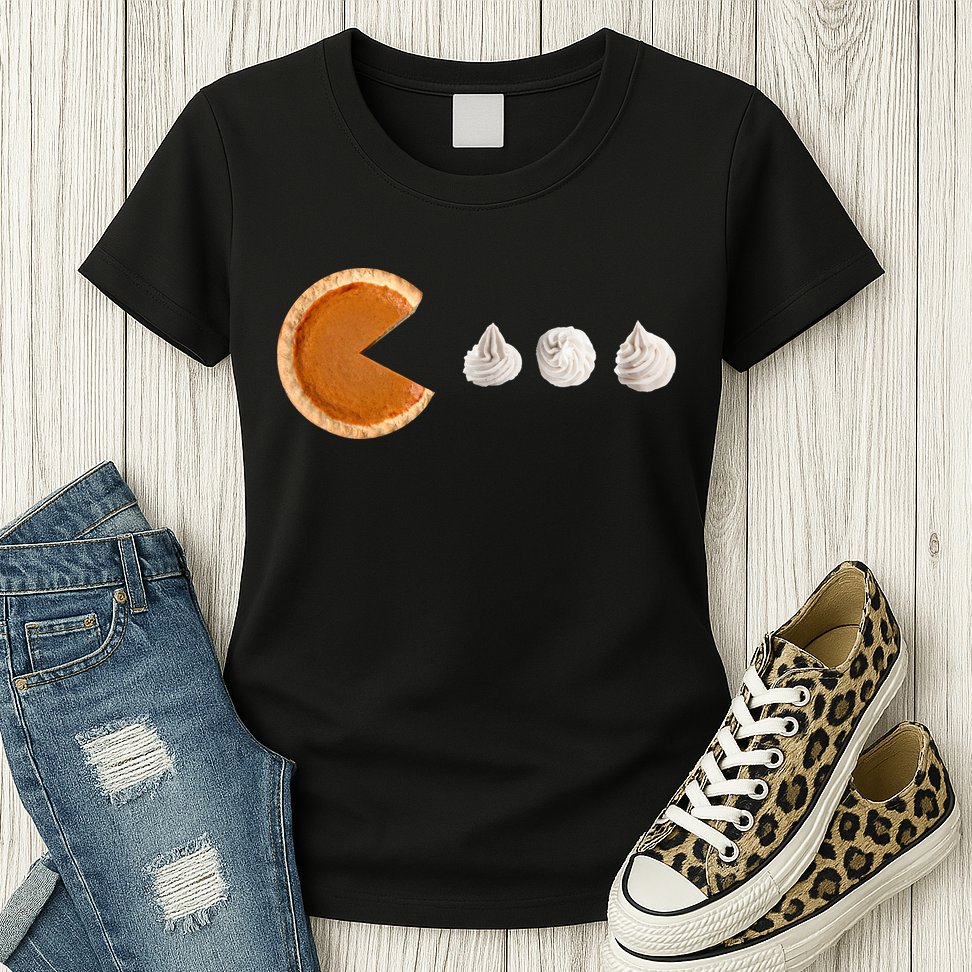 Retro Pumpkin Pie Thanksgiving Game Womens T-Shirt