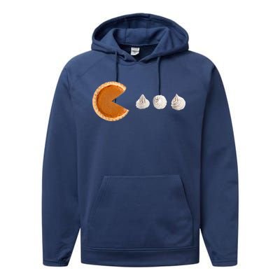 Retro Pumpkin Pie Thanksgiving Game Performance Fleece Hoodie