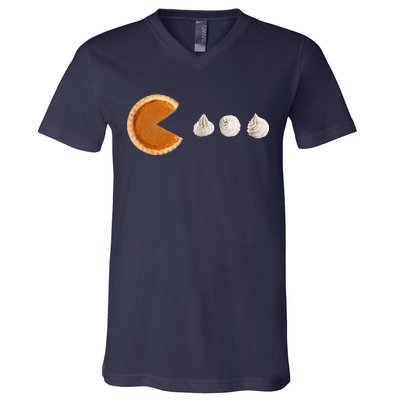 Retro Pumpkin Pie Thanksgiving Game V-Neck T-Shirt