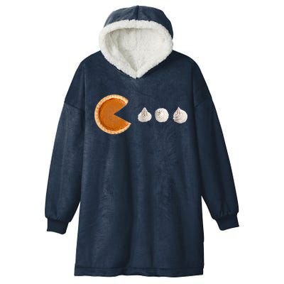 Retro Pumpkin Pie Thanksgiving Game Hooded Wearable Blanket