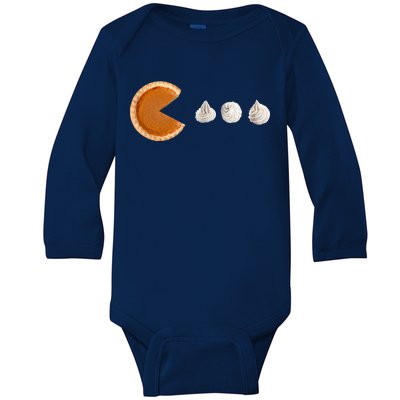 Retro Pumpkin Pie Thanksgiving Game Baby Long Sleeve Bodysuit