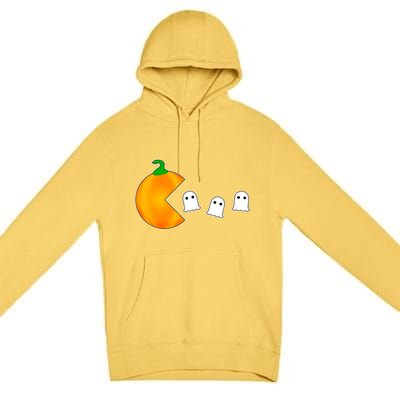 Retro Pumpkin Video Game Funny Halloween Premium Pullover Hoodie