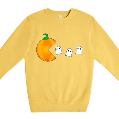 Retro Pumpkin Video Game Funny Halloween Premium Crewneck Sweatshirt