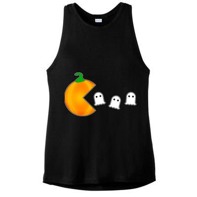 Retro Pumpkin Video Game Funny Halloween Ladies PosiCharge Tri-Blend Wicking Tank