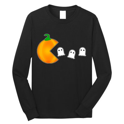 Retro Pumpkin Video Game Funny Halloween Long Sleeve Shirt