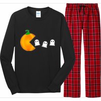 Retro Pumpkin Video Game Funny Halloween Long Sleeve Pajama Set