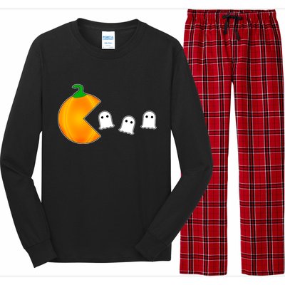 Retro Pumpkin Video Game Funny Halloween Long Sleeve Pajama Set