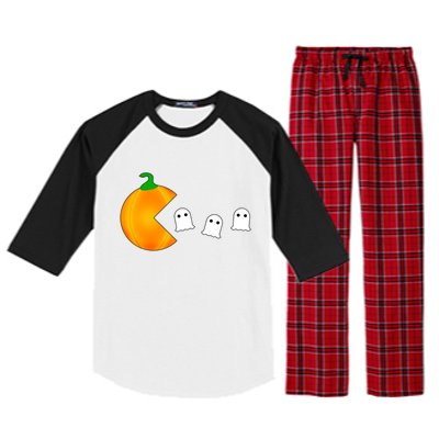 Retro Pumpkin Video Game Funny Halloween Raglan Sleeve Pajama Set