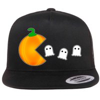 Retro Pumpkin Video Game Funny Halloween Flat Bill Trucker Hat