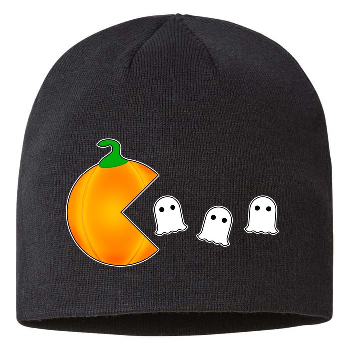 Retro Pumpkin Video Game Funny Halloween Sustainable Beanie