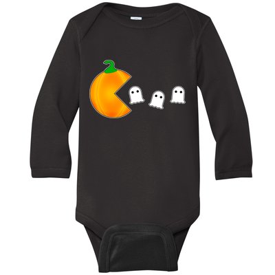 Retro Pumpkin Video Game Funny Halloween Baby Long Sleeve Bodysuit