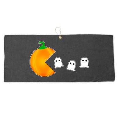 Retro Pumpkin Video Game Funny Halloween Large Microfiber Waffle Golf Towel