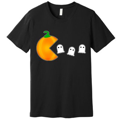 Retro Pumpkin Video Game Funny Halloween Premium T-Shirt