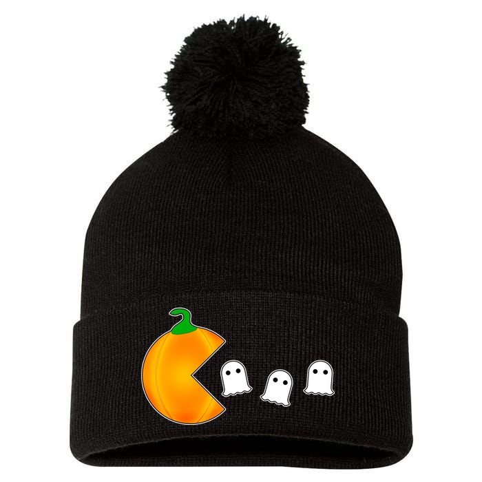 Retro Pumpkin Video Game Funny Halloween Pom Pom 12in Knit Beanie