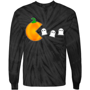 Retro Pumpkin Video Game Funny Halloween Tie-Dye Long Sleeve Shirt