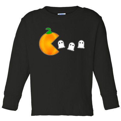 Retro Pumpkin Video Game Funny Halloween Toddler Long Sleeve Shirt