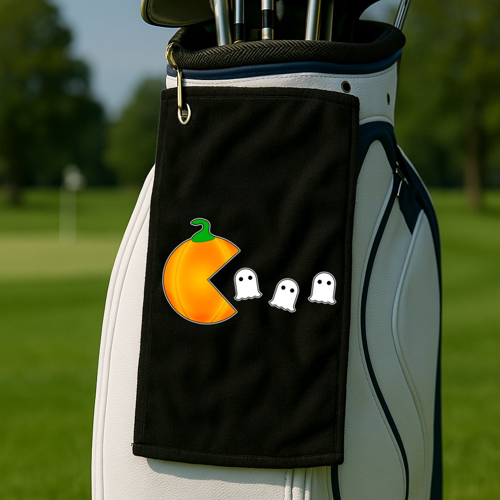 Retro Pumpkin Video Game Funny Halloween Golf Towel