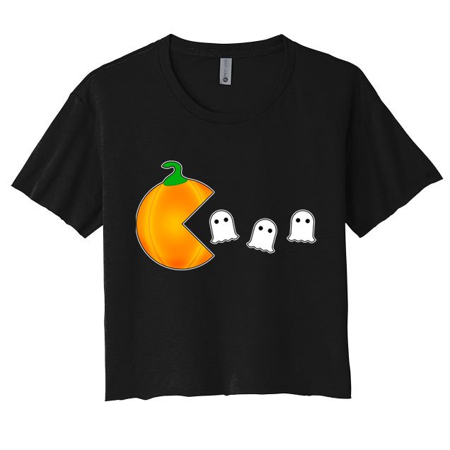 Retro Pumpkin Video Game Funny Halloween Crop Top